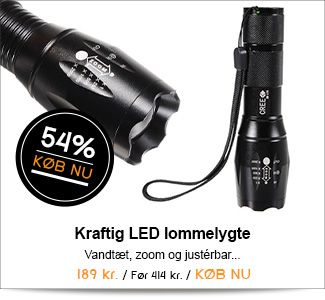 Kraftig LED lommelygte på 1000 lumen med zoom og justerbar funktion Kraftig LED lommelygte på 1000 lumen med zoom og justerbar funktion