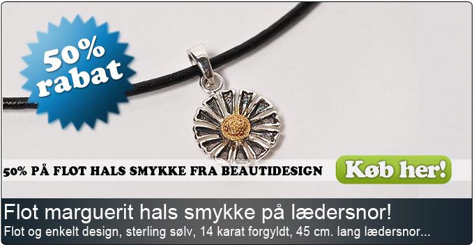 50% på flot halssmykke i sterling sølv på lædersnor