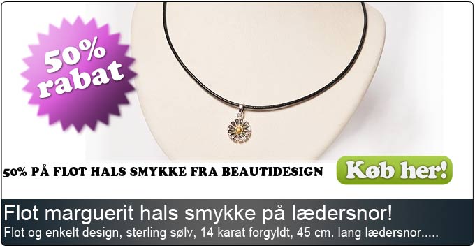 50% på flot halssmykke i sterling sølv på lædersnor