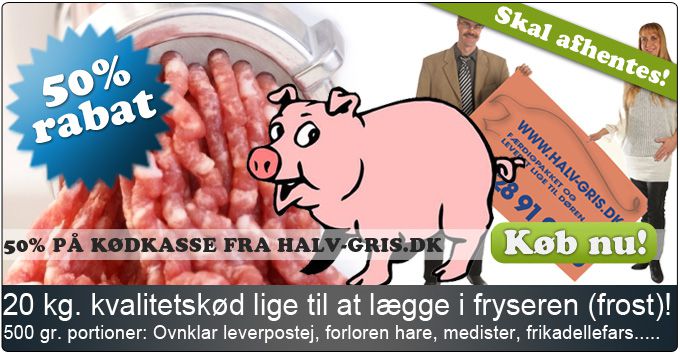 Kødkasse 20 kg. fra Halv-gris.dk afhentes ved leverandøren