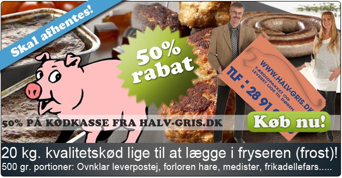 Kødkasse 20 kg. fra Halv-gris.dk afhentes ved leverandøren