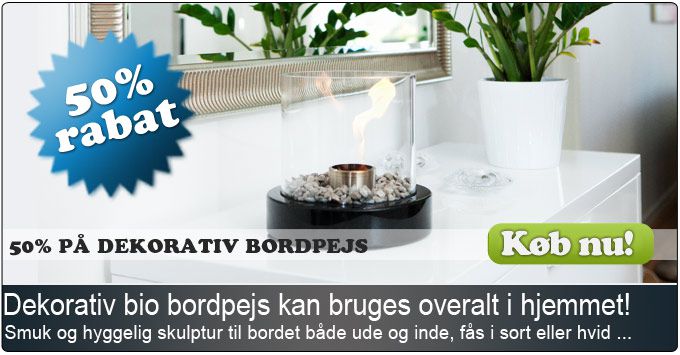 Elegant lille bordpejs til bioethanol, som kan anvendes både ude og inde.