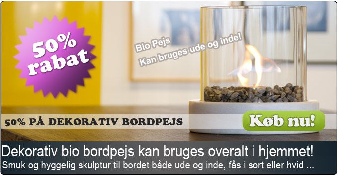 Elegant lille bordpejs til bioethanol, som kan anvendes både ude og inde.