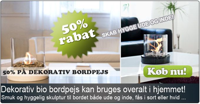 Elegant lille bordpejs til bioethanol, som kan anvendes både ude og inde.