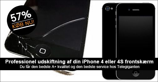 Professionel udskiftning af iPhone 4 eller iPhone 4s A+ frontskærm 