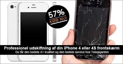 Professionel udskiftning af iPhone 4 eller iPhone 4s A+ frontskærm 
