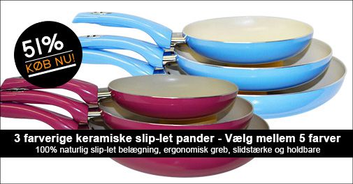 Pandesæt bestående af 3 lækre keramiske pander!