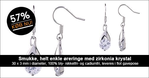Perfekt som gave: Smukke øreringe med zirkonia krystal, levers i flot gavepose.. 