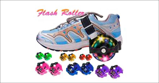 Klik-på rulleskøjter med LED-lys til de sejeste drenge og piger.. 