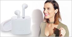 1 par trådløse bluetooth earbuds med opladningsboks, hvid eller sort, værdi kr. 399,-
