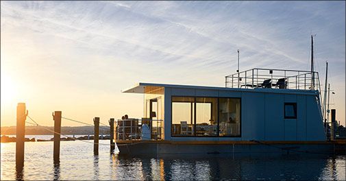 Bo PÅ vandet i lækker moderne husbåd ved Flensborg Fjord i Sydjylland