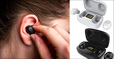  1 sæt earbuds med opladeræske, fås i sort eller hvid. Værdi kr. 799,-