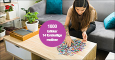 Mange timers underholdning - Du får 1 x rundt Jigsaw Puzzle puslespil med 1000 brikker, værdi kr. 589,-
