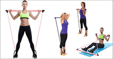 Bliv fit med en Pilates træningsbar med elastikker. Værdi kr. 299,-