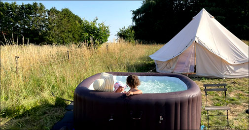 Glamping med opvarmet spa eller pool