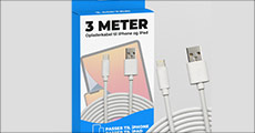 Smart opladerkabel til iPhone eller iPad. Værdi kr. 299,-