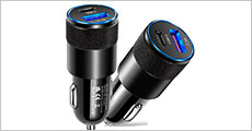 1 stk Dobbelt oplader til bil, USB og USB C udgang. Værdi kr. 219,-